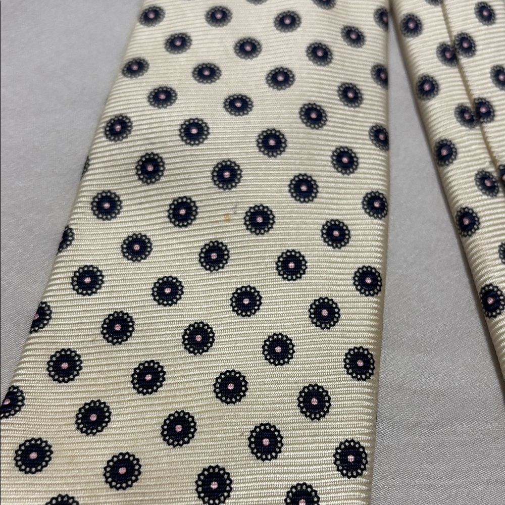 Polka Dot Silk Tie - Cream and Black - Picture 7 of 7